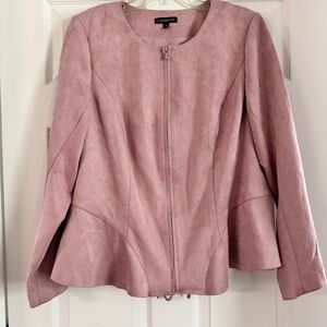 Pre-owned Lane Bryant dusty rose/pink faux suede peplum blazer/jacket size 18